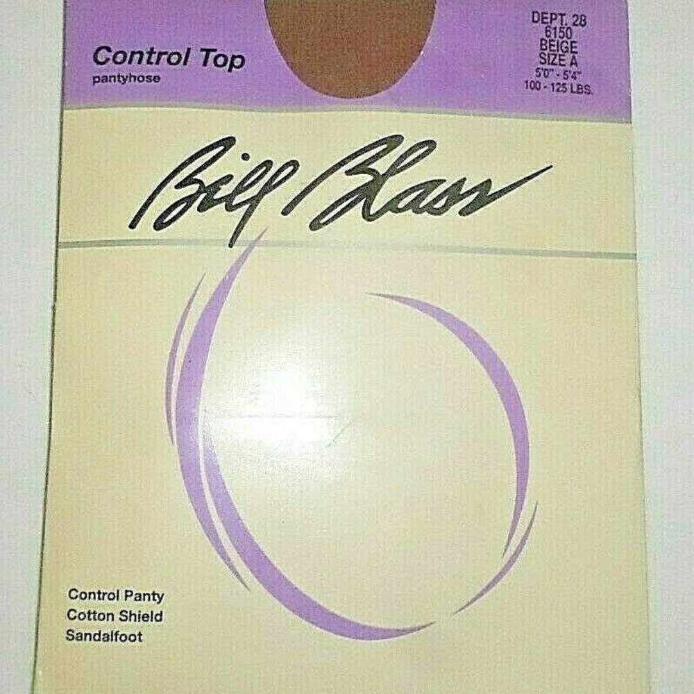 BILL BLASS control top sandalfoot pantyhose Cotton shield Color beige Size A